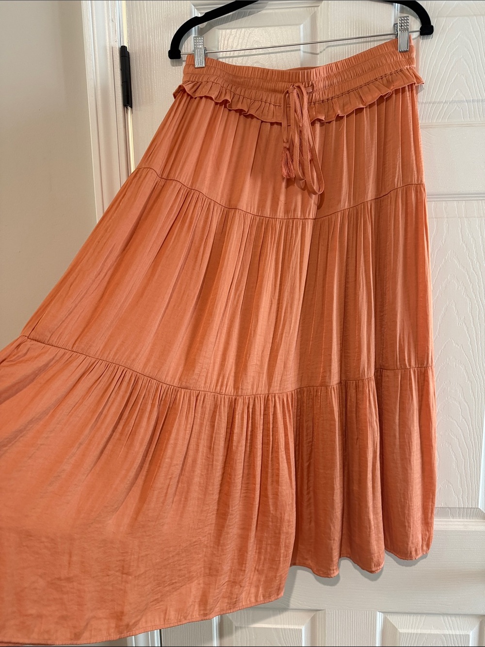 Rachel Zoe Tiered Maxi Skirt in Coral Orange